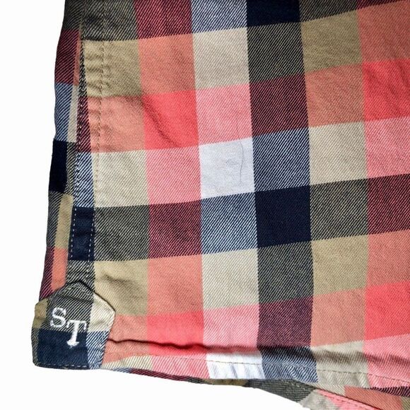 Southern Tide Checked Long Sleeve Button Down in Coral/Navy/Tan White Men’s L - Picture 4 of 8
